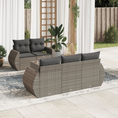 Set de muebles de jardín 6 pzas y cojines ratán sintético gris en Conjuntos de jardín | Comprar online en Foru.es