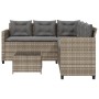 Sofá de jardín en forma de L con mesa y cojines ratán PE gris de vidaXL, Conjuntos de jardín - Ref: Foro24-369041, Precio: 32...