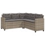 Sofá de jardín en forma de L con mesa y cojines ratán PE gris de vidaXL, Conjuntos de jardín - Ref: Foro24-369041, Precio: 32...