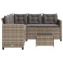 Sofá de jardín en forma de L con mesa y cojines ratán PE gris de vidaXL, Conjuntos de jardín - Ref: Foro24-369041, Precio: 32...