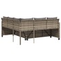 Sofá de jardín en forma de L con mesa y cojines ratán PE gris de vidaXL, Conjuntos de jardín - Ref: Foro24-369041, Precio: 32...