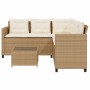 Sofá de jardín en forma de L con mesa y cojines ratán PE beige de vidaXL, Conjuntos de jardín - Ref: Foro24-369043, Precio: 2...