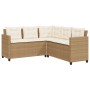 Sofá de jardín en forma de L con mesa y cojines ratán PE beige de vidaXL, Conjuntos de jardín - Ref: Foro24-369043, Precio: 2...