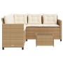 Sofá de jardín en forma de L con mesa y cojines ratán PE beige de vidaXL, Conjuntos de jardín - Ref: Foro24-369043, Precio: 2...