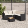 Sofá de jardín en forma de L con mesa y cojines ratán PE negro de vidaXL, Conjuntos de jardín - Ref: Foro24-369048, Precio: 3...