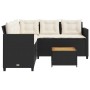 Sofá de jardín en forma de L con mesa y cojines ratán PE negro de vidaXL, Conjuntos de jardín - Ref: Foro24-369048, Precio: 3...