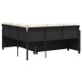 Sofá de jardín en forma de L con mesa y cojines ratán PE negro de vidaXL, Conjuntos de jardín - Ref: Foro24-369048, Precio: 3...