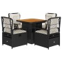 Set de muebles jardín 5 pzas con cojines ratán sintético negro de vidaXL, Conjuntos de jardín - Ref: Foro24-3262911, Precio: ...