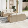 Set sofás de jardín 7 piezas y cojines ratán sintético beige en Conjuntos de jardín | Comprar online en Foru.es