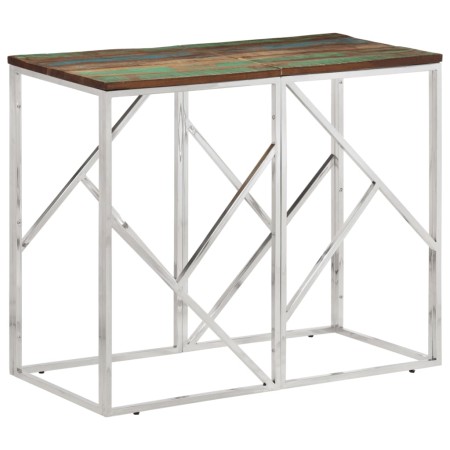 Mesa consola acero inoxidable madera maciza reciclada plateada de vidaXL, Mesas auxiliares - Ref: Foro24-349992, Precio: 86,3...