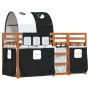 Litera con cortinas madera maciza pino blanco y negro 80x200 cm de vidaXL, Camas y somieres - Ref: Foro24-3284012, Precio: 18...