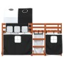 Litera con cortinas madera maciza pino blanco y negro 80x200 cm de vidaXL, Camas y somieres - Ref: Foro24-3284012, Precio: 18...