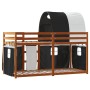 Litera con cortinas madera maciza pino blanco y negro 80x200 cm de vidaXL, Camas y somieres - Ref: Foro24-3284012, Precio: 18...