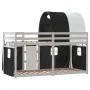 Bunk bed with black and white pine solid wood curtains 80x200 cm by vidaXL, Beds and slatted bases - Ref: Foro24-3283991, Pri...