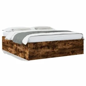 Estructura de cama madera de ingeniería roble ahumado 180x200cm de vidaXL, Camas y somieres - Ref: Foro24-3280906, Precio: 15...