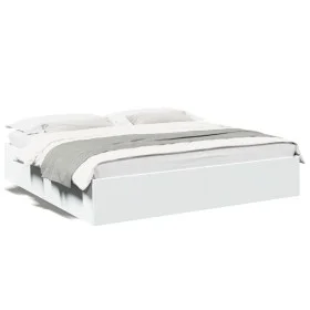 Estructura de cama madera de ingeniería blanca 200x200 cm de vidaXL, Camas y somieres - Ref: Foro24-3280986, Precio: 142,72 €...