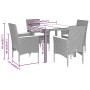 Set de comedor jardín 5 pzas con cojines ratán PE acacia gris de vidaXL, Conjuntos de jardín - Ref: Foro24-3278634, Precio: 3...