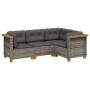 Set de sofás de jardín 4 pzas y cojines ratán sintético gris de vidaXL, Conjuntos de jardín - Ref: Foro24-3261798, Precio: 35...