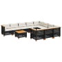 Set de sofás de jardín 11 pzas y cojines ratán sintético negro de vidaXL, Conjuntos de jardín - Ref: Foro24-3262040, Precio: ...