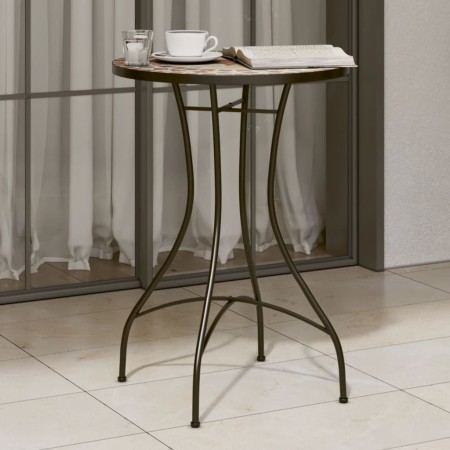 Mesa bistró de mosaico cerámica terracota y blanco Ø50x70 cm de vidaXL, Mesas de jardín - Ref: Foro24-4003402, Precio: 104,97...