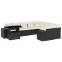 Set de sofás de jardín 10 pzas cojines ratán sintético negro de vidaXL, Conjuntos de jardín - Ref: Foro24-3269396, Precio: 60...
