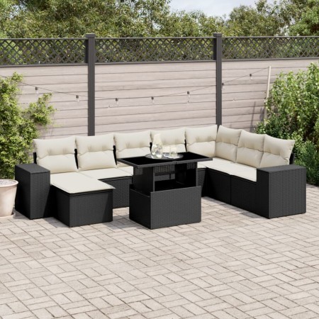Set de sofás de jardín 8 piezas y cojines ratán sintético negro de vidaXL, Conjuntos de jardín - Ref: Foro24-3269356, Precio:...
