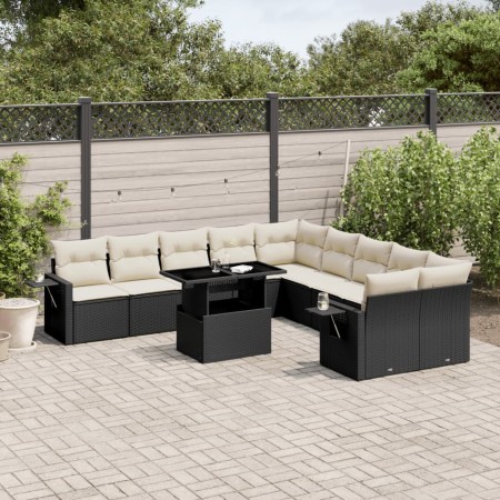 Set de sofás de jardín 11 pzas y cojines ratán sintético negro de vidaXL, Conjuntos de jardín - Ref: Foro24-3268166, Precio: ...