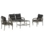 Set de sofás de jardín 4 pzas y cojines ratán sintético gris de vidaXL, Conjuntos de jardín - Ref: Foro24-368729, Precio: 297...