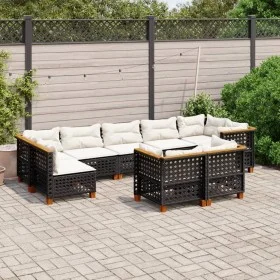 Set de sofás de jardín 8 piezas y cojines ratán sintético negro by vidaXL, Garden sets - Ref: Foro24-3261992, Price: 715,21 €...