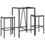 Mesa y taburetes altos jardín 3 piezas y cojines ratán PE negro de vidaXL, Conjuntos de jardín - Ref: Foro24-3187631, Precio:...