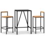 Mesa bar y taburetes jardín 3 pzas madera acacia ratán PE negro de vidaXL, Conjuntos de jardín - Ref: Foro24-3187690, Precio:...