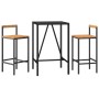 Mesa bar y taburetes jardín 3 pzas madera acacia ratán PE negro de vidaXL, Conjuntos de jardín - Ref: Foro24-3187690, Precio:...