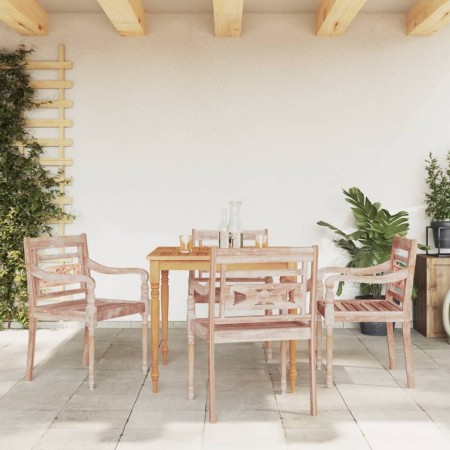 Sillas Batavia 4 uds madera maciza de teca encalada de vidaXL, Sillas de jardín - Ref: Foro24-3155988, Precio: 438,18 €, Desc...