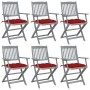 Sillas de jardín plegables 6 uds cojines madera maciza acacia by vidaXL, Garden chairs - Ref: Foro24-3065428, Price: 291,49 €...