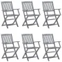 Sillas de jardín plegables 6 uds cojines madera maciza acacia by vidaXL, Garden chairs - Ref: Foro24-3065428, Price: 291,49 €...