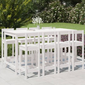 Mesa y taburetes altos jardín 9 pzas madera maciza pino blanco de vidaXL, Conjuntos de jardín - Ref: Foro24-3154771, Precio: ...