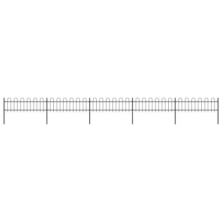 Garden fence with black steel hoop tips 8.5x0.6 m by vidaXL, fence panels - Ref: Foro24-277642, Price: 215,23 €, Discount: %