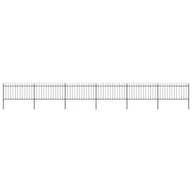 Garden fence with black steel spearheads 10.2x1 m by vidaXL, fence panels - Ref: Foro24-277616, Price: 348,81 €, Discount: %