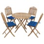 Set de comedor de jardín plegable 5 piezas con cojines bambú de vidaXL, Conjuntos de jardín - Ref: Foro24-3063985, Precio: 27...