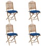 Set de comedor de jardín plegable 5 piezas con cojines bambú de vidaXL, Conjuntos de jardín - Ref: Foro24-3063985, Precio: 27...