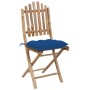 Set de comedor de jardín plegable 5 piezas con cojines bambú de vidaXL, Conjuntos de jardín - Ref: Foro24-3063985, Precio: 27...
