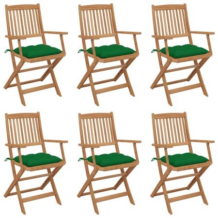 Sillas de jardín plegables 6 uds y cojines madera maciza acacia de vidaXL, Sillas de jardín - Ref: Foro24-3074960, Precio: 34...