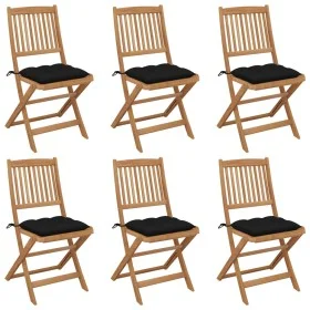 Sillas de jardín plegables 6 uds y cojines madera maciza acacia de vidaXL, Sillas de jardín - Ref: Foro24-3075016, Precio: 30...