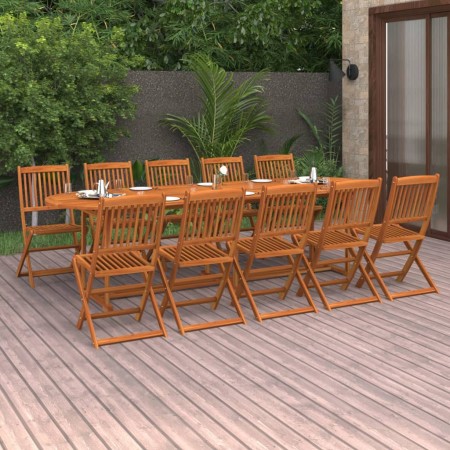 Set de comedor para jardín 11 piezas madera maciza de acacia de vidaXL, Conjuntos de jardín - Ref: Foro24-3086980, Precio: 77...