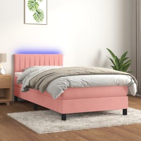 Cama box spring colchón y LED terciopelo rosa 80x200 cm de vidaXL, Camas y somieres - Ref: Foro24-3134494, Precio: 275,89 €, ...
