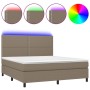 Cama box spring colchón y luces LED tela gris taupe 160x200 cm de vidaXL, Camas y somieres - Ref: Foro24-3134809, Precio: 586...