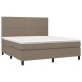 Cama box spring colchón y luces LED tela gris taupe 160x200 cm de vidaXL, Camas y somieres - Ref: Foro24-3134809, Precio: 586...