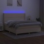 Cama box spring colchón y luces LED tela crema 160x200 cm de vidaXL, Camas y somieres - Ref: Foro24-3138970, Precio: 617,41 €...