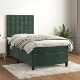Cama box spring con colchón terciopelo verde oscuro 80x200 cm de vidaXL, Camas y somieres - Ref: Foro24-3143232, Precio: 299,...