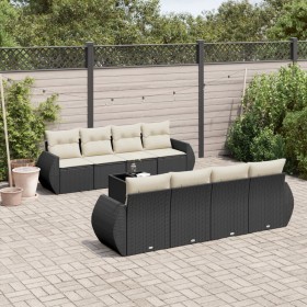 Set de sofás de jardín 8 piezas y cojines ratán sintético negro en Conjuntos de jardín | Comprar online en Foru.es